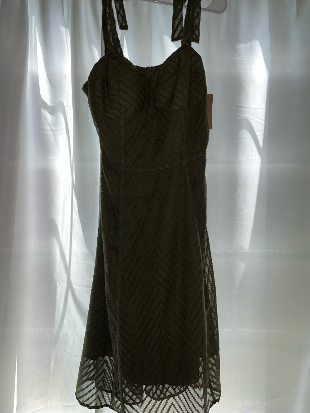 RIHOAS Olive Midi Dress with Tie Straps